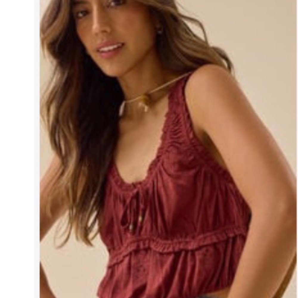Altar'd State Lace-Trim Burgundy Camisole